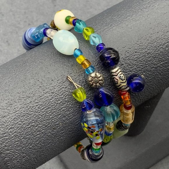 Multicolor Memory Wrap Bracelet Made With Love Green Red Blue Black White - Picture 3 of 12